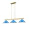 Z-Lite Cobalt Billiard, 3-Light, 14.25 In.W x 49.75 In.L x 10 In.H, Modern Gold/Electric Blue 152MGLD-MEB - alternate 1